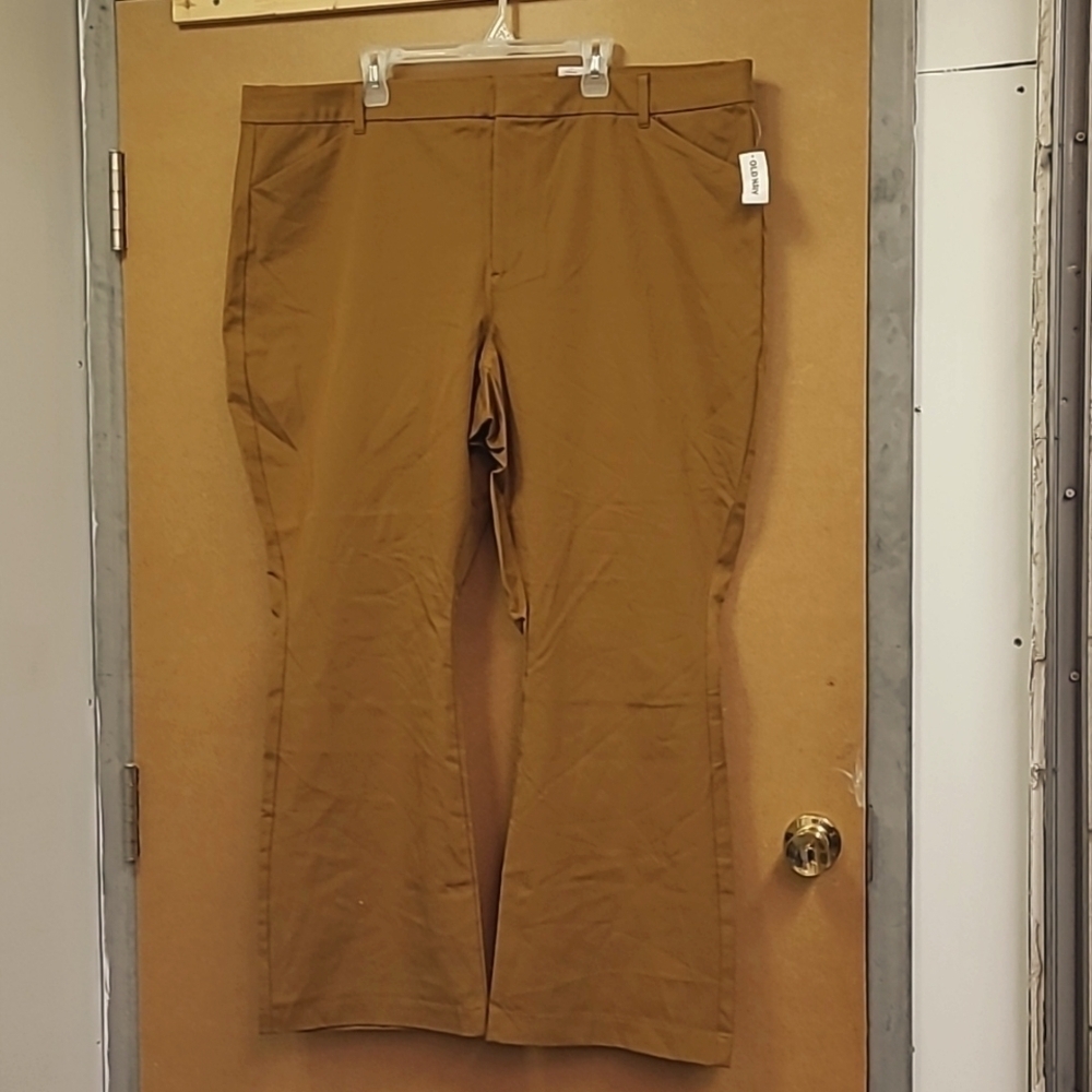 Old Navy Tan High Rise Pixie Flare Full Length Trouser Pants